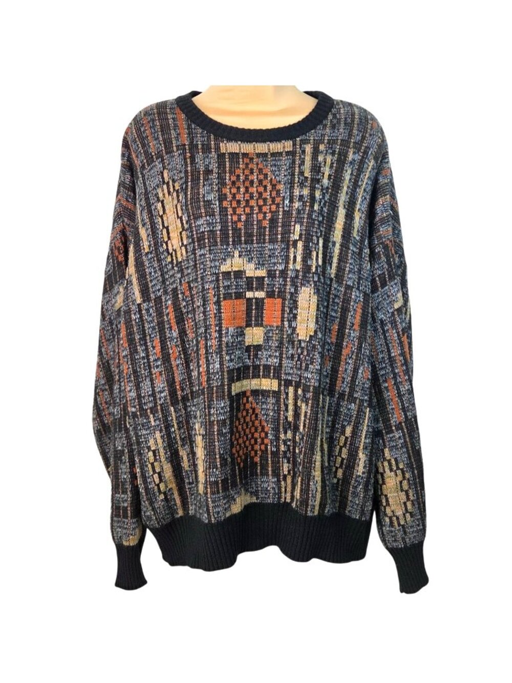 Vintage Sansabelt Designer Collection 1X Abstract Geometric Pattern Sweater Wool